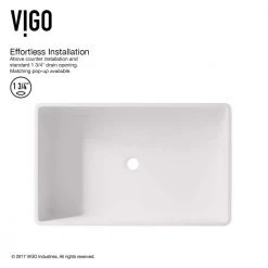 VIGO Matte Stone Magnolia Composite Rectangular Vessel Bathroom Sink in White -Bathroom Sinks Sales matte stone vigo vessel sinks vg04010 1d 1000