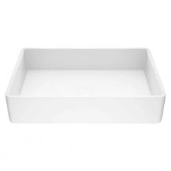 VIGO Matte Stone Magnolia Composite Rectangular Vessel Bathroom Sink in White
