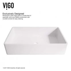 VIGO Matte Stone Magnolia Composite Rectangular Vessel Bathroom Sink in White -Bathroom Sinks Sales matte stone vigo vessel sinks vg04010 77 1000