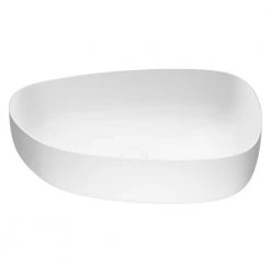 VIGO Matte Stone Peony Composite Specialty Vessel Bathroom Sink in White