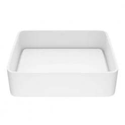 VIGO Matte Stone Jasmine Composite Rectangular Vessel Bathroom Sink in White