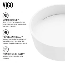 VIGO Matte Stone Starr Composite Round Vessel Bathroom Sink in White -Bathroom Sinks Sales matte stone vigo vessel sinks vg04018 66 1000