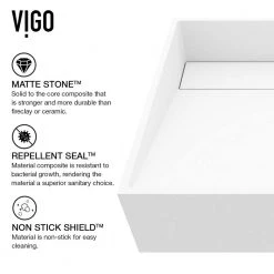 VIGO Matte Stone Starr Composite Square Vessel Bathroom Sink in White -Bathroom Sinks Sales matte stone vigo vessel sinks vg04022 66 1000