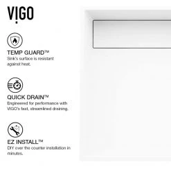 VIGO Matte Stone Starr Composite Square Vessel Bathroom Sink in White -Bathroom Sinks Sales matte stone vigo vessel sinks vg04022 77 1000