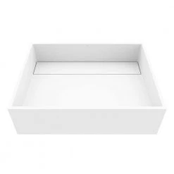 VIGO Matte Stone Montauk Composite Rectangular Vessel Bathroom Sink in White