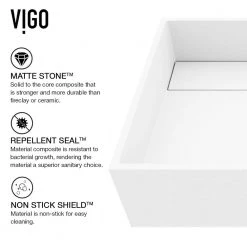 VIGO Matte Stone Montauk Composite Rectangular Vessel Bathroom Sink in White -Bathroom Sinks Sales matte stone vigo vessel sinks vg04023 66 1000
