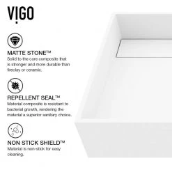 VIGO Matte Stone Montauk Composite Grand Rectangular Vessel Bathroom Sink in White -Bathroom Sinks Sales matte stone vigo vessel sinks vg04026 66 1000