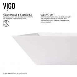 VIGO Matte Stone Vinca Composite Rectangular Vessel Bathroom Sink in White with Faucet and Pop-Up Drain in Brushed Nickel -Bathroom Sinks Sales matte stone vigo vessel sinks vgt1212 1d 1000