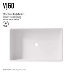 VIGO Matte Stone Magnolia Composite Rectangular Vessel Bathroom Sink in White with Faucet and Pop-Up Drain in Brushed Nickel -Bathroom Sinks Sales matte stone vigo vessel sinks vgt1230 a0 1000