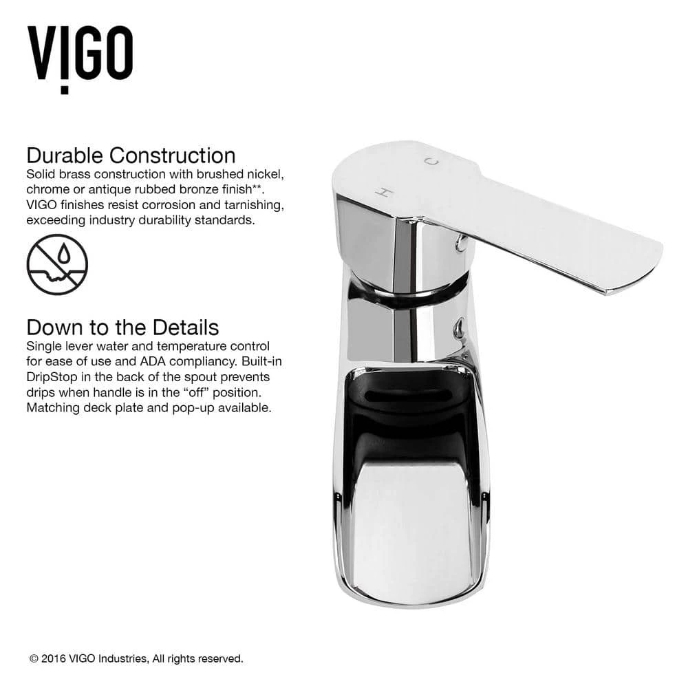 VIGO Matte Stone Magnolia Composite Rectangular Vessel Bathroom Sink in White with Niko Faucet and Pop-Up Drain in Chrome 13 VIGO Matte Stone Magnolia Composite Rectangular Vessel Bathroom Sink in White with Niko Faucet and Pop-Up Drain in Chrome - Image 11
