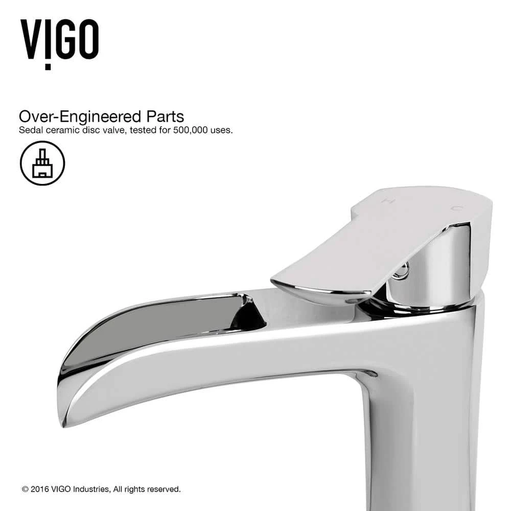 VIGO Matte Stone Magnolia Composite Rectangular Vessel Bathroom Sink in White with Niko Faucet and Pop-Up Drain in Chrome 14 VIGO Matte Stone Magnolia Composite Rectangular Vessel Bathroom Sink in White with Niko Faucet and Pop-Up Drain in Chrome - Image 12