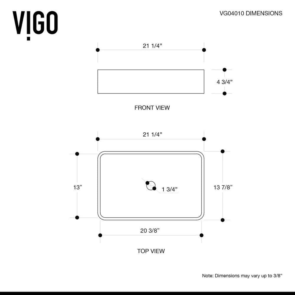 VIGO Matte Stone Magnolia Composite Rectangular Vessel Bathroom Sink in White with Faucet and Pop-Up Drain in Matte Black 12 VIGO Matte Stone Magnolia Composite Rectangular Vessel Bathroom Sink in White with Faucet and Pop-Up Drain in Matte Black - Image 10