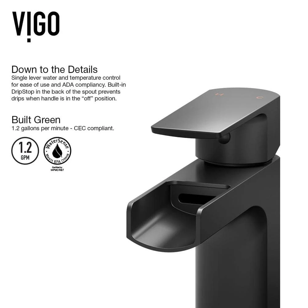 VIGO Matte Stone Magnolia Composite Rectangular Vessel Bathroom Sink in White with Faucet and Pop-Up Drain in Matte Black 13 VIGO Matte Stone Magnolia Composite Rectangular Vessel Bathroom Sink in White with Faucet and Pop-Up Drain in Matte Black - Image 11