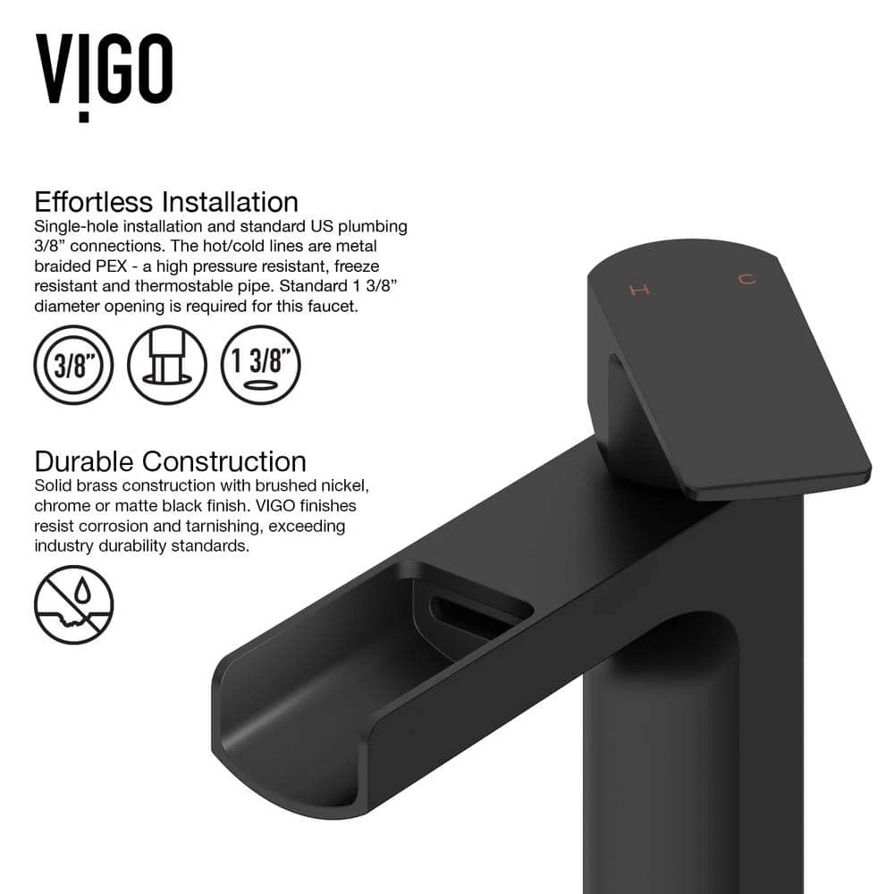 VIGO Matte Stone Magnolia Composite Rectangular Vessel Bathroom Sink in White with Faucet and Pop-Up Drain in Matte Black 14 VIGO Matte Stone Magnolia Composite Rectangular Vessel Bathroom Sink in White with Faucet and Pop-Up Drain in Matte Black - Image 12