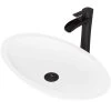 VIGO Matte Stone Wisteria Composite Oval Vessel Bathroom Sink in White with Niko Faucet and Pop-Up Drain in Matte Black -Bathroom Sinks Sales matte stone vigo vessel sinks vgt987 64 1000