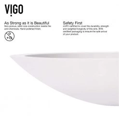 VIGO Matte Stone Wisteria Composite Oval Vessel Bathroom Sink in White with Niko Faucet and Pop-Up Drain in Matte Black -Bathroom Sinks Sales matte stone vigo vessel sinks vgt987 66 1000
