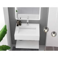 Castellousa Pyramid 24 in. Wall Mount Solid Surface Single Basin Rectangle Bathroom Sink in Matte White 12 Castellousa Pyramid 24 in. Wall Mount Solid Surface Single Basin Rectangle Bathroom Sink in Matte White -Bathroom Sinks Sales matte white castellousa wall mount sinks cb gm 2053 24 44 1000