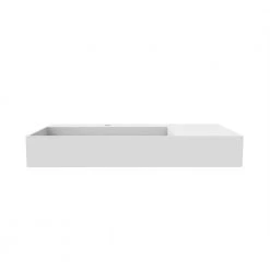 Castellousa Juniper 35.43 in. Wall Mount Solid Surface Left Side Basin Rectangle Non Vessel Bathroom Sink in Matte White -Bathroom Sinks Sales matte white castellousa wall mount sinks cb gm 2056 l 1f 1000