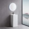 MEDUNJESS Kendall Bathroom Square Solid Surface Basin Pedestal Sink in Matte White with Overflow Drain 1 MEDUNJESS Kendall Bathroom Square Solid Surface Basin Pedestal Sink in Matte White with Overflow Drain -Bathroom Sinks Sales matte white medunjess pedestal sinks fs501 425 64 1000
