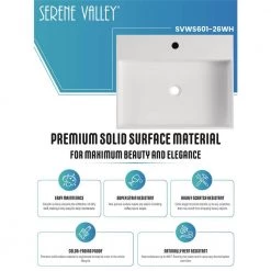 SERENE VALLEY 26 in. Wall-Mount or Countertop Install, Bathroom Sink with Single Faucet Hole in Matte White -Bathroom Sinks Sales matte white serene valley wall mount sinks svws601 26wh 1f 1000