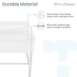 Swiss Madison Carre 36 in. Ceramic Console Sink Basin in White with Matte White Legs 15 Swiss Madison Carre 36 in. Ceramic Console Sink Basin in White with Matte White Legs -Bathroom Sinks Sales matte white swiss madison console sinks sm cs743 1d 1000