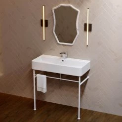 Swiss Madison Carre 36 in. Ceramic Console Sink Basin in White with Matte White Legs 19 Swiss Madison Carre 36 in. Ceramic Console Sink Basin in White with Matte White Legs -Bathroom Sinks Sales matte white swiss madison console sinks sm cs743 4f 1000