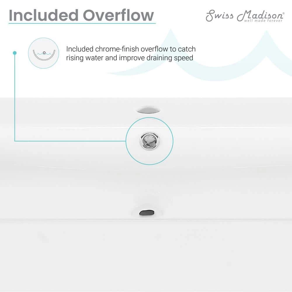 Swiss Madison Carre 36 in. Ceramic Console Sink Basin in White with Matte White Legs 9 Swiss Madison Carre 36 in. Ceramic Console Sink Basin in White with Matte White Legs - Image 7