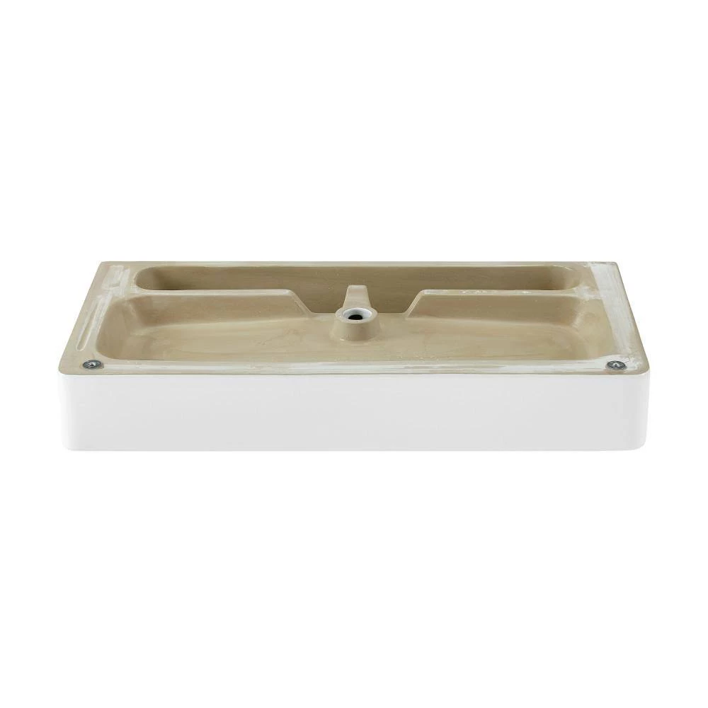 Swiss Madison Carre 36 in. Ceramic Console Sink Basin in White with Matte White Legs 6 Swiss Madison Carre 36 in. Ceramic Console Sink Basin in White with Matte White Legs - Image 4