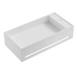 Bathroom Sinks Sales 18 SERENE VALLEY 24 in. Wall Mount Solid Surface Bathroom Sink with Built-in Towel Bar in Matte White