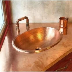 SINKOLOGY Strauss 19 in. Undermount or Drop-In Solid Copper Bathroom Sink in Naked Unfinished Copper -Bathroom Sinks Sales naked copper sinkology drop in bathroom sinks sb202 19nu 31 1000