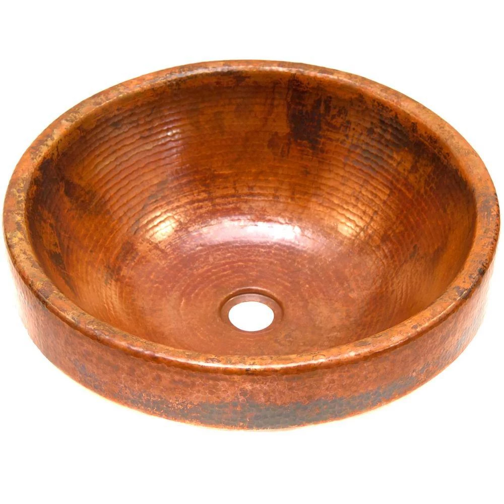 Novatto Granada Round Drop-In Copper Bathroom Sink in Natural 5 Novatto Granada Round Drop-In Copper Bathroom Sink in Natural - Image 3