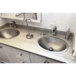 Premier Copper Products Under Counter/Surface-Mount Oval Hammered Copper 19 in. 0-Hole Bathroom Sink in Nickel -Bathroom Sinks Sales nickel premier copper products undermount bathroom sinks lo19fen fa 1000