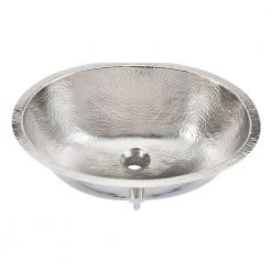 SINKOLOGY Pavlov 19-1/4 in. Undermount Handmade Hammered Nickel Bathroom Sink with Brushed Nickel Finish