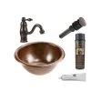 Premier Copper Products All-in-One Small Round Self Rimming Hammered Copper Bathroom Sink in Oil Rubbed Bronze -Bathroom Sinks Sales oil rubbed bronze premier copper products drop in bathroom sinks bsp3 lr14rdb 64 1000