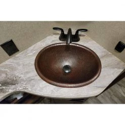 Premier Copper Products Self-Rimming Small Oval Hammered Copper Bathroom Sink in Oil Rubbed Bronze -Bathroom Sinks Sales oil rubbed bronze premier copper products drop in bathroom sinks lo17rdb 31 1000