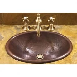 Premier Copper Products Self-Rimming Small Oval Hammered Copper Bathroom Sink in Oil Rubbed Bronze -Bathroom Sinks Sales oil rubbed bronze premier copper products drop in bathroom sinks lo17rdb 44 1000