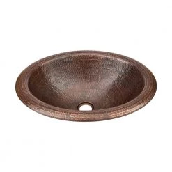 Premier Copper Products Self-Rimming Wide Rim Oval Hammered Copper Bathroom Sink in Oil Rubbed Bronze -Bathroom Sinks Sales oil rubbed bronze premier copper products drop in bathroom sinks lo18rdb 44 1000