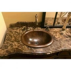 Premier Copper Products Self-Rimming Wide Rim Oval Hammered Copper Bathroom Sink in Oil Rubbed Bronze -Bathroom Sinks Sales oil rubbed bronze premier copper products drop in bathroom sinks lo18rdb 76 1000