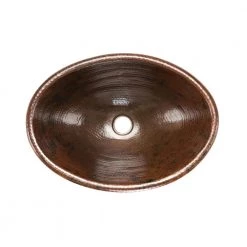 Premier Copper Products Self-Rimming Oval Hammered Copper Bathroom Sink in Oil Rubbed Bronze -Bathroom Sinks Sales oil rubbed bronze premier copper products drop in bathroom sinks lo19rdb c3 1000