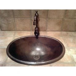 Premier Copper Products Self-Rimming Oval Hammered Copper Bathroom Sink in Oil Rubbed Bronze -Bathroom Sinks Sales oil rubbed bronze premier copper products drop in bathroom sinks lo19rdb fa 1000