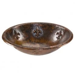 Premier Copper Products Self-Rimming Oval Fleur-De-Lis Hammered Copper Bathroom Sink in Oil Rubbed Bronze 9 Premier Copper Products Self-Rimming Oval Fleur-De-Lis Hammered Copper Bathroom Sink in Oil Rubbed Bronze -Bathroom Sinks Sales oil rubbed bronze premier copper products drop in bathroom sinks lo19rfldb 1f 1000