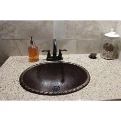 Premier Copper Products Self-Rimming Oval Roped Rim Hammered Copper Bathroom Sink in Oil Rubbed Bronze 9 Premier Copper Products Self-Rimming Oval Roped Rim Hammered Copper Bathroom Sink in Oil Rubbed Bronze -Bathroom Sinks Sales oil rubbed bronze premier copper products drop in bathroom sinks lo19rrdb 31 1000