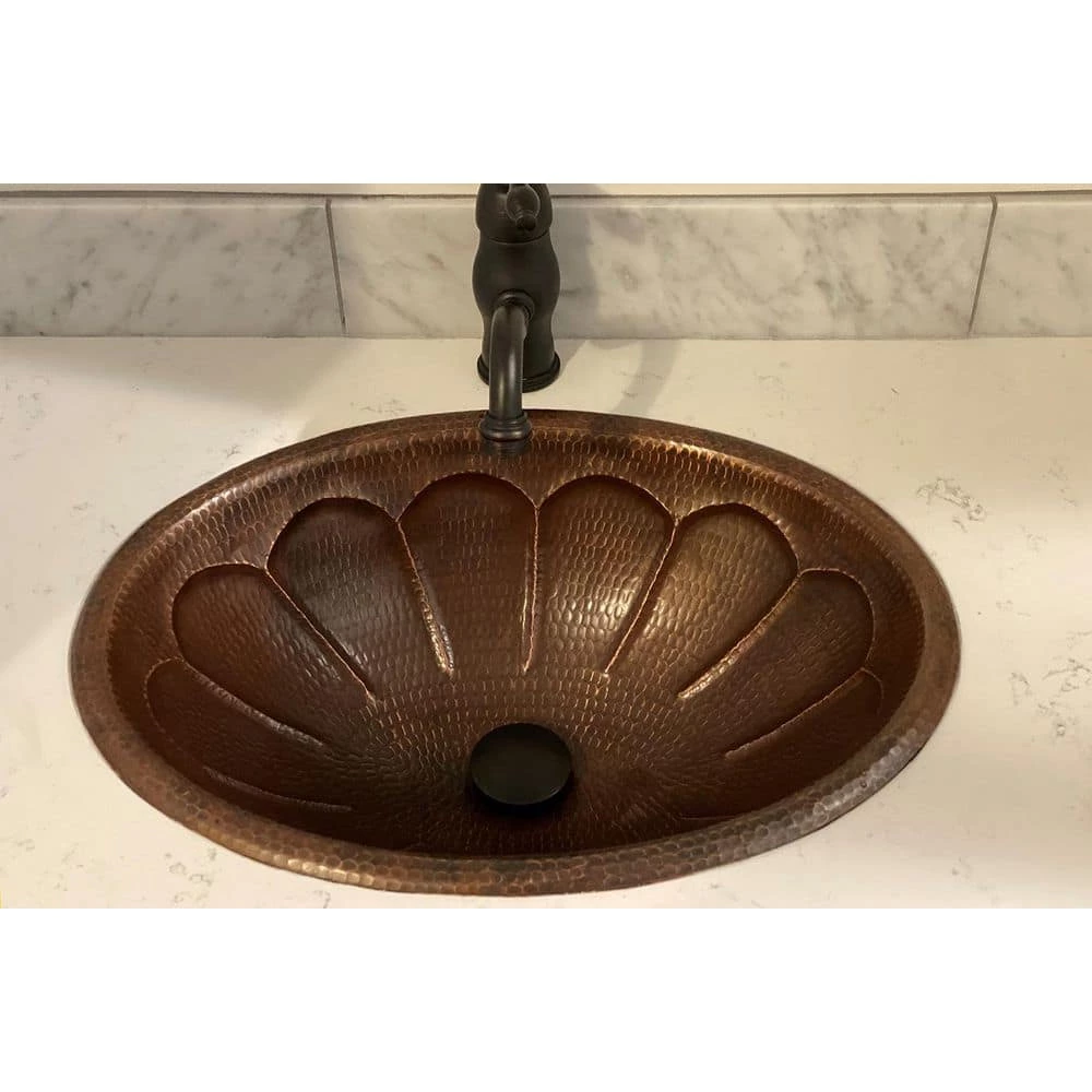 Premier Copper Products Self-Rimming Oval Sunburst Hammered Copper Bathroom Sink in Oil Rubbed Bronze 3 Premier Copper Products Self-Rimming Oval Sunburst Hammered Copper Bathroom Sink in Oil Rubbed Bronze