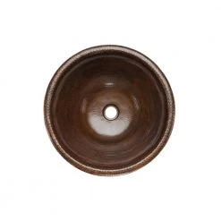 Premier Copper Products Self-Rimming Small Round Hammered Copper Bathroom Sink in Oil Rubbed Bronze -Bathroom Sinks Sales oil rubbed bronze premier copper products drop in bathroom sinks lr14rdb 1f 1000