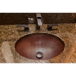 Premier Copper Products Under-Counter Small Oval Hammered Copper Bathroom Sink in Oil Rubbed Bronze -Bathroom Sinks Sales oil rubbed bronze premier copper products undermount bathroom sinks lo17fdb 76 1000