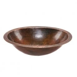 Premier Copper Products Under-Counter Oval Hammered Copper Bathroom Sink in Oil Rubbed Bronze -Bathroom Sinks Sales oil rubbed bronze premier copper products undermount bathroom sinks lo19fdb 1f 1000