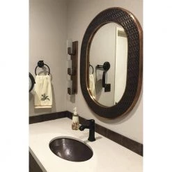 Premier Copper Products Under-Counter Oval Hammered Copper Bathroom Sink in Oil Rubbed Bronze -Bathroom Sinks Sales oil rubbed bronze premier copper products undermount bathroom sinks lo19fdb 31 1000