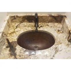 Premier Copper Products Under-Counter Oval Hammered Copper Bathroom Sink in Oil Rubbed Bronze -Bathroom Sinks Sales oil rubbed bronze premier copper products undermount bathroom sinks lo19fdb 44 1000
