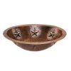 Premier Copper Products Under-Counter Oval Star Hammered Copper Bathroom Sink in Oil Rubbed Bronze -Bathroom Sinks Sales oil rubbed bronze premier copper products undermount bathroom sinks lo19fstdb 64 1000