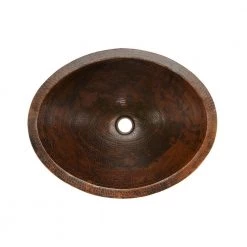 Premier Copper Products Under-Counter Master Bath Oval Hammered Copper Bathroom Sink in Oil Rubbed Bronze -Bathroom Sinks Sales oil rubbed bronze premier copper products undermount bathroom sinks lo20fdb 1f 1000